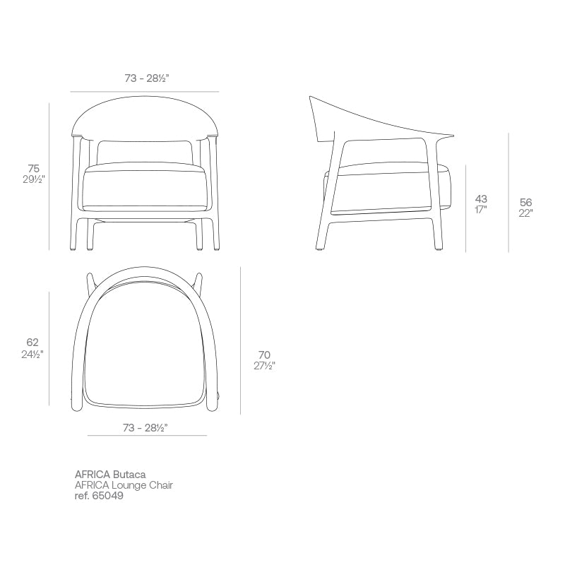 Vondom Africa Loungestuhl, 2er Set Maße