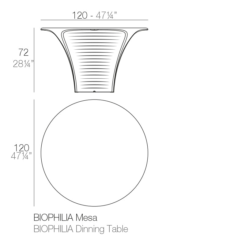 Vondom Biophilia Tisch 120 cm, rund Maße