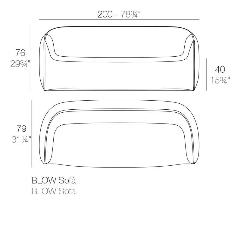 Vondom Blow Lounge Sofa 200 cm Maße