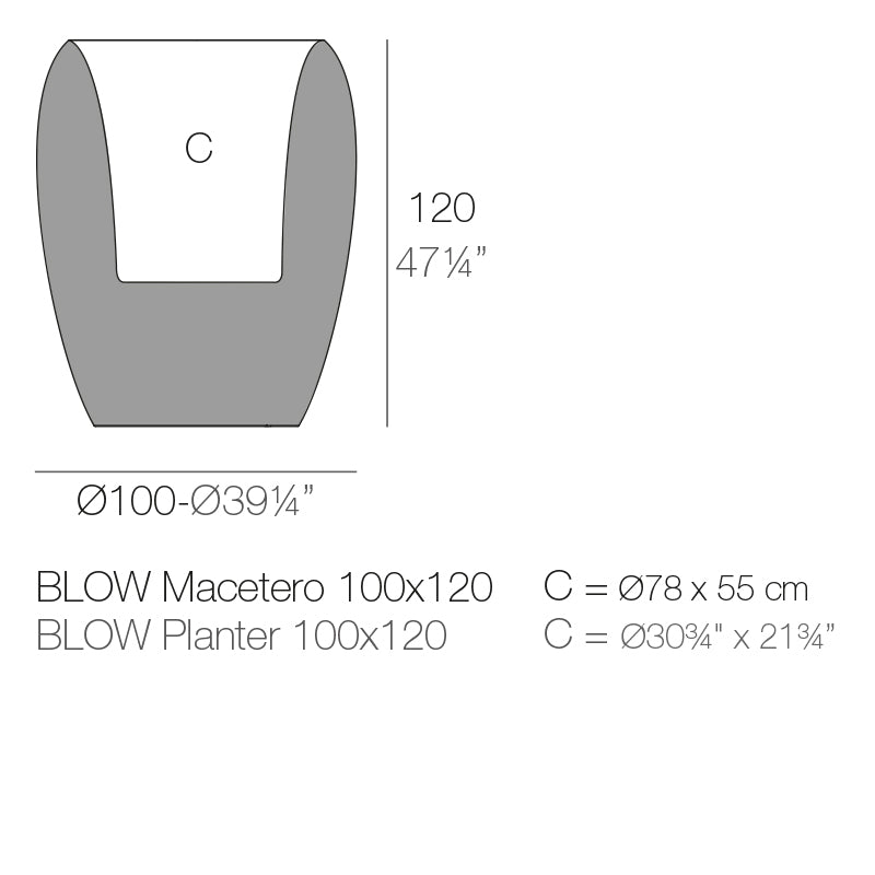 Vondom Blow Pflanzgefäß 100x120cm Maße