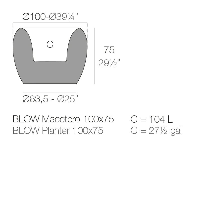 Vondom Blow Pflanzgefäß 100x75cm Maße