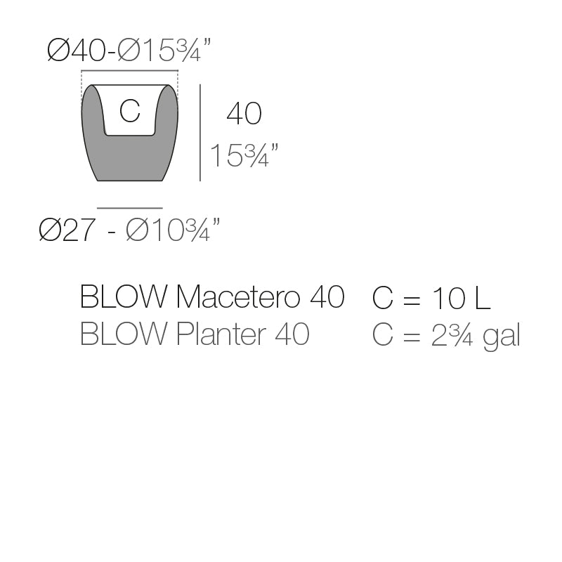 Vondom Blow Pflanzgefäß 40x40cm Maße