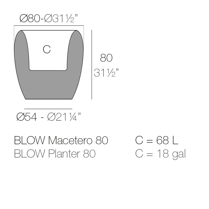 Vondom Blow Pflanzgefäß 80x80cm Maße