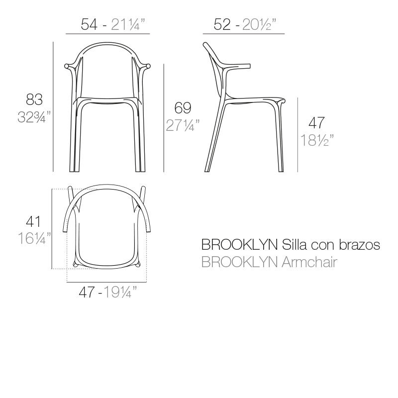 Vondom Brooklyn Armstuhl, 4er Set Maße