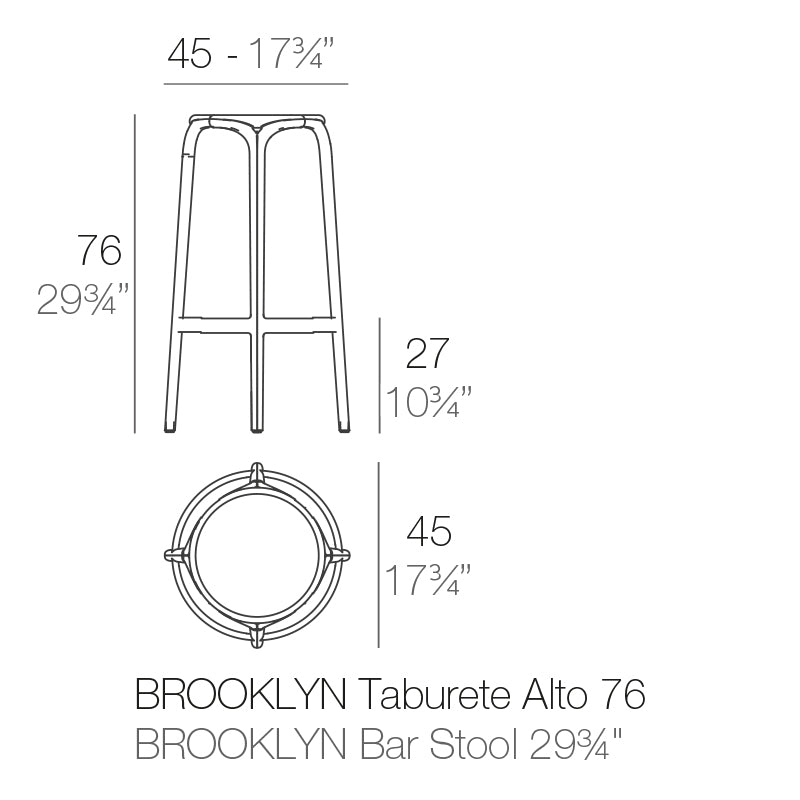 Vondom Brooklyn Barhocker, , 4er Set Maße