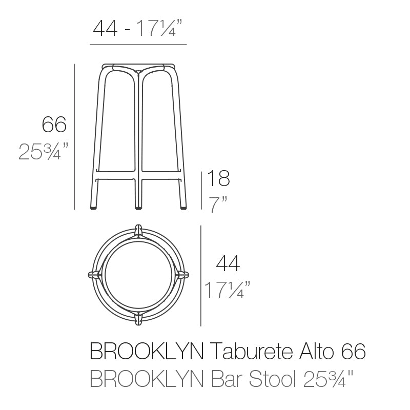 Vondom Brooklyn Barhocker klein, , 4er Set Maße