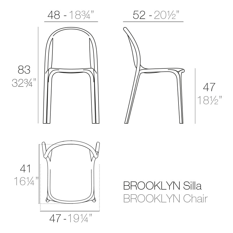 Vondom Brooklyn Stuhl, 4er Set Maße