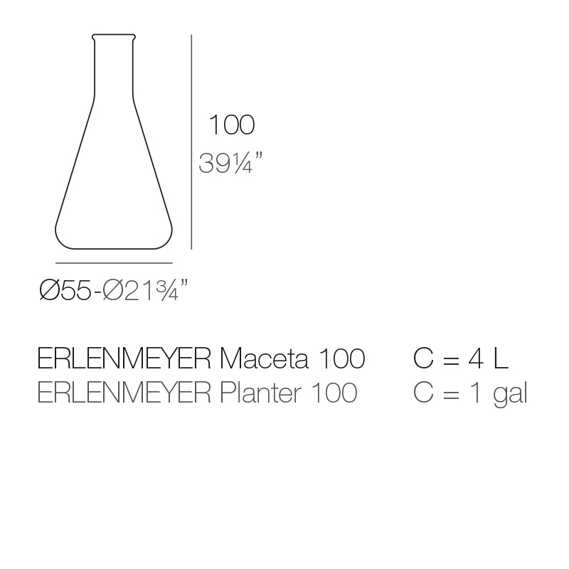 Vondom Chemistubes Erlenmeyer Pflanzgefäß 55x100 cm Maße