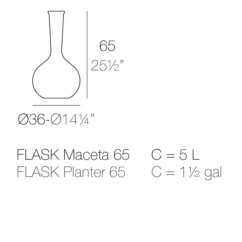 Vondom Chemistubes Kolben Pflanzgefäß 36x65cm Maße