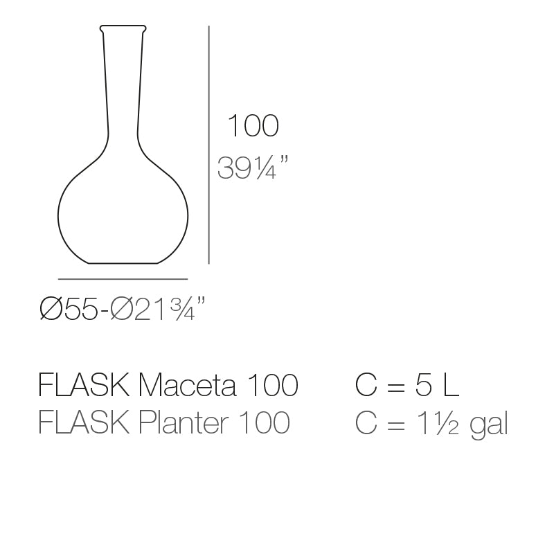 Vondom Chemistubes Kolben Pflanzgefäß 55x100cm Maße