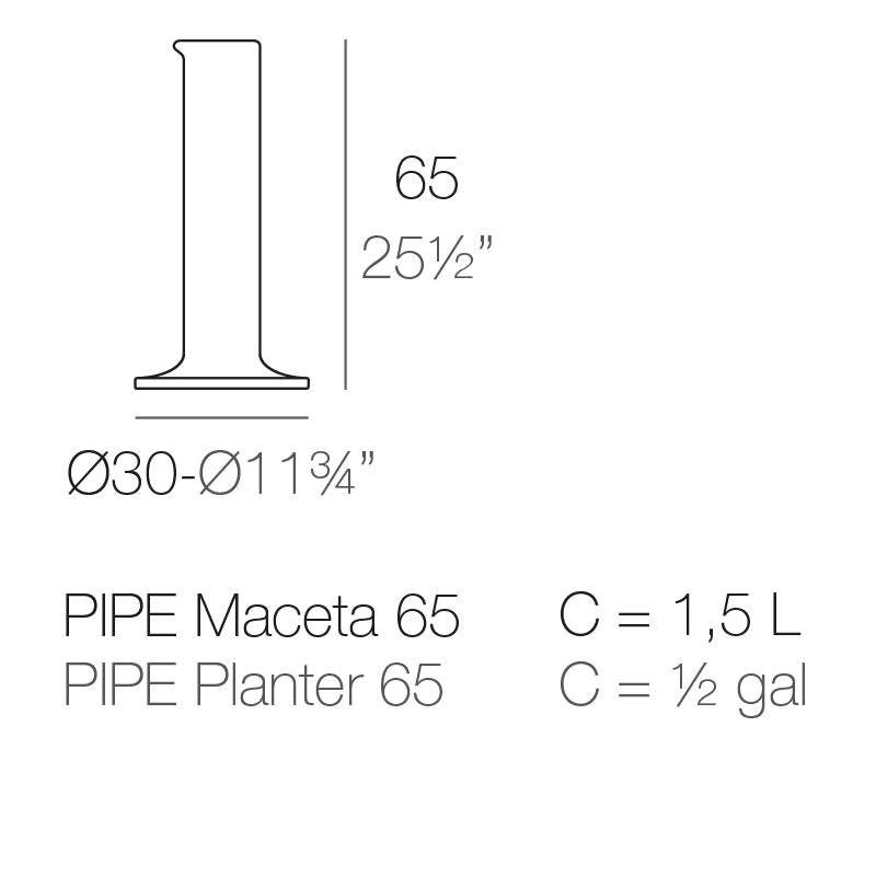 Vondom Chemistubes Rohr Pflanzgefäß 30x65cm Maße
