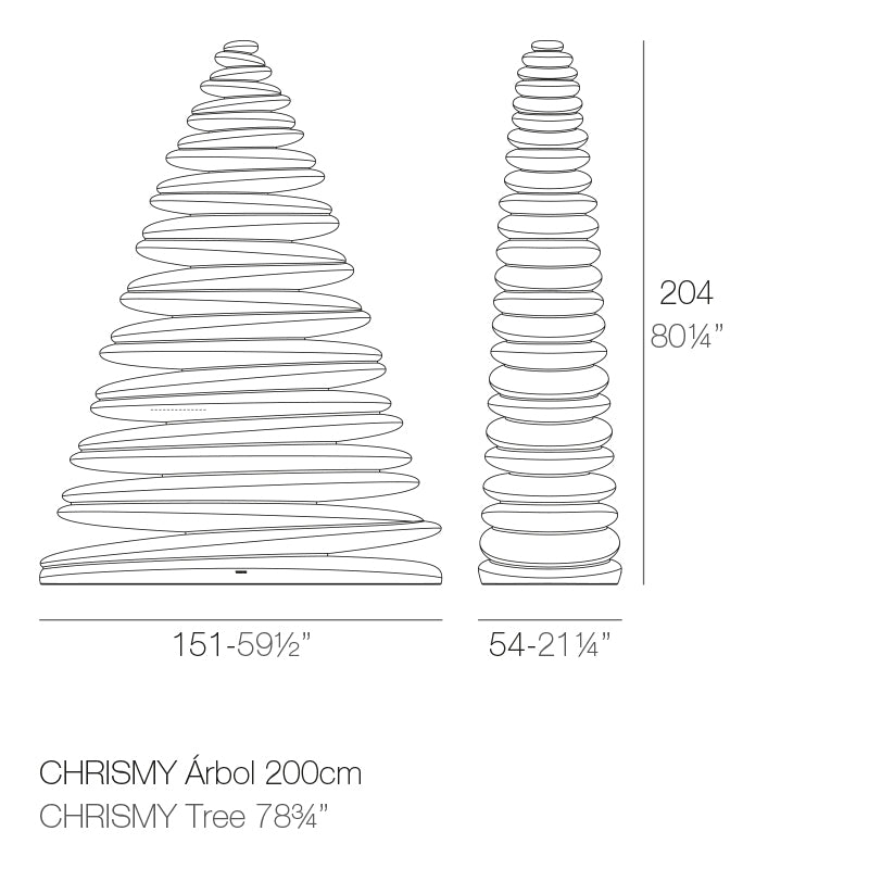 Vondom Chrismy Leuchtender Weihnachtsbaum 200 cm Maße