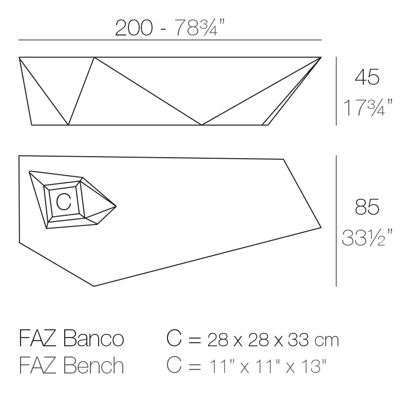 Vondom Faz Lounge Bank 200 cm Maße