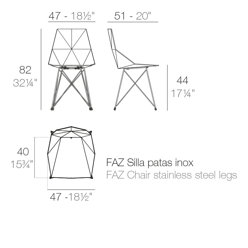 Vondom Faz Stuhl, 4er Set Maße
