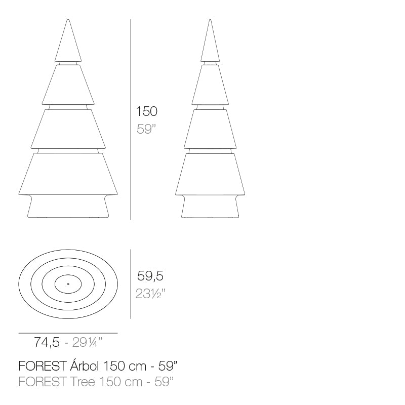 Vondom Forest LED-Weihnachtsbaum Designleuchte Maße
