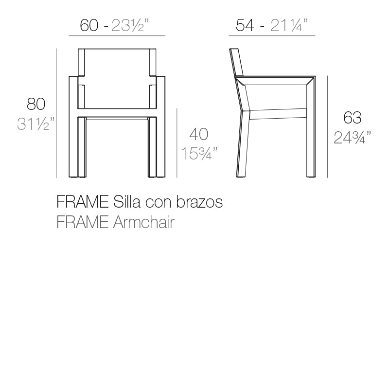 Vondom Frame Armlehnenstuhl, 2er Set Maße