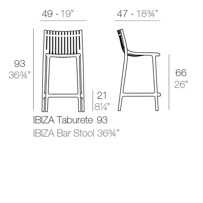 Vondom Ibiza Barhocker, 4er Set Maße