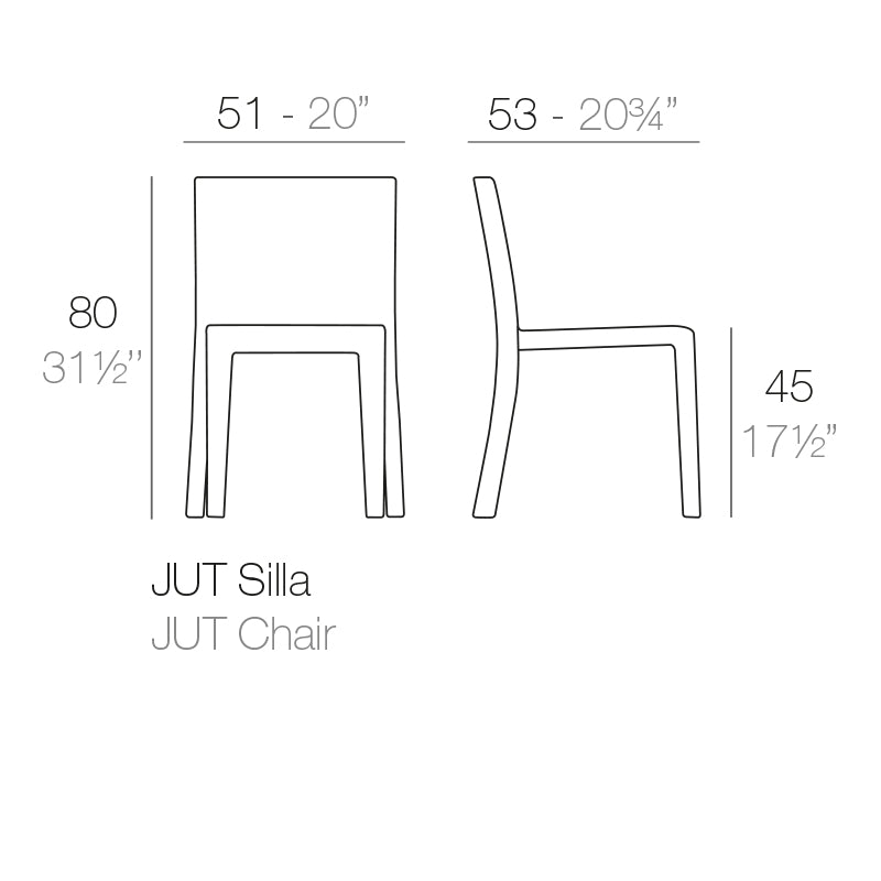 Vondom Jut Stuhl, 2er Set Maße