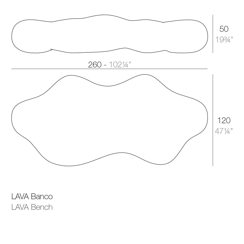 Vondom Lava Bank 260 cm Maße