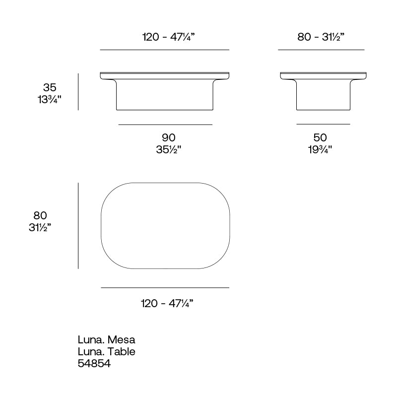 Vondom Luna Loungetisch 120 cm, rechteckig Maße