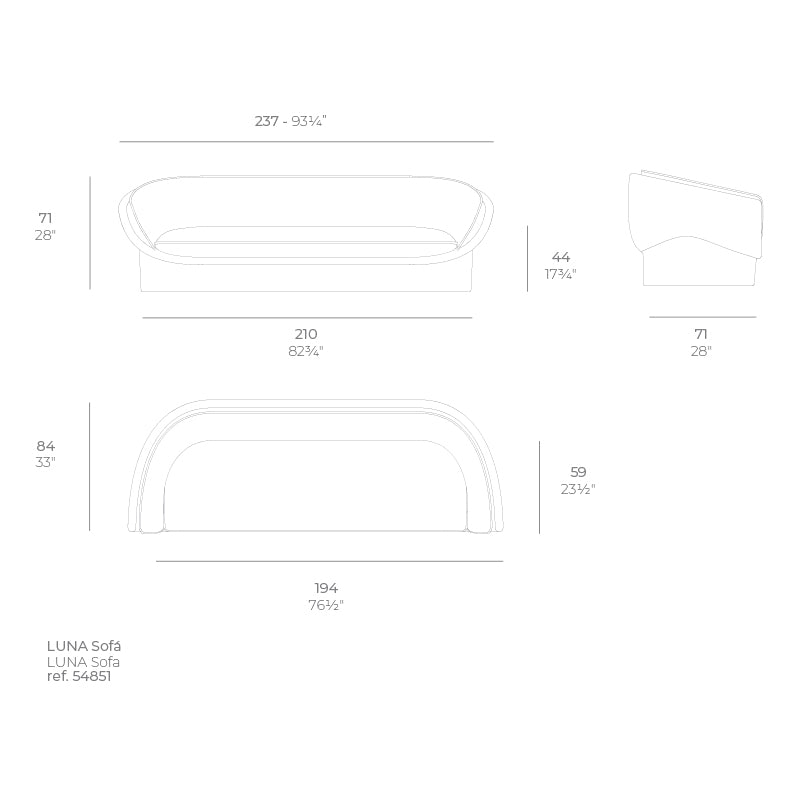 Vondom Luna Sofa 237 cm Maße