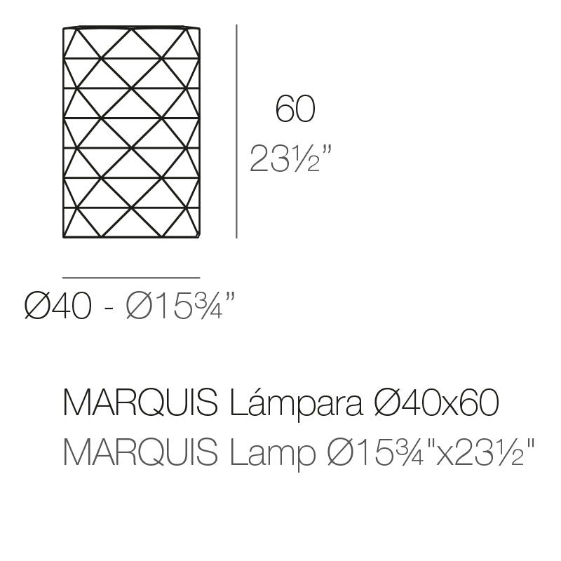 Vondom Marquis Leuchte 60 cm Maße