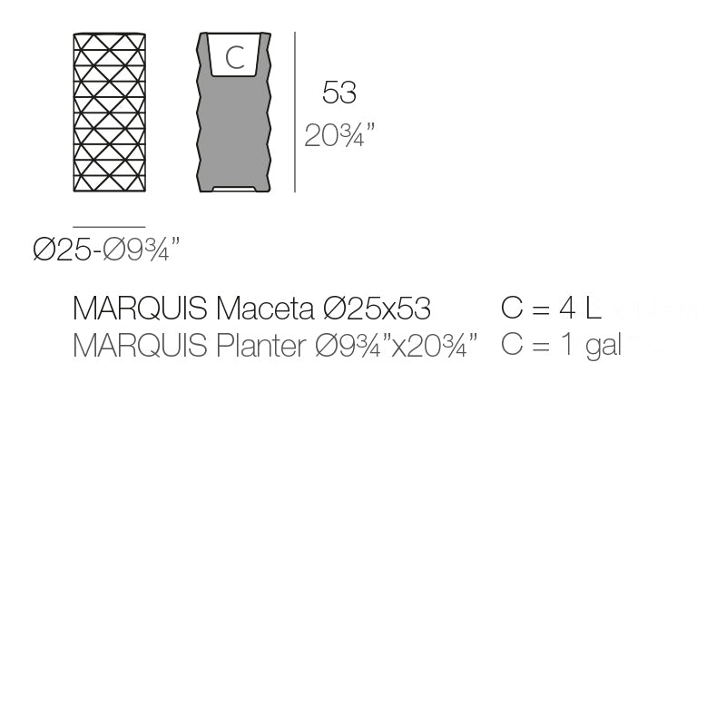 Vondom Marquis Pflanzgefäß 25x53cm Maße