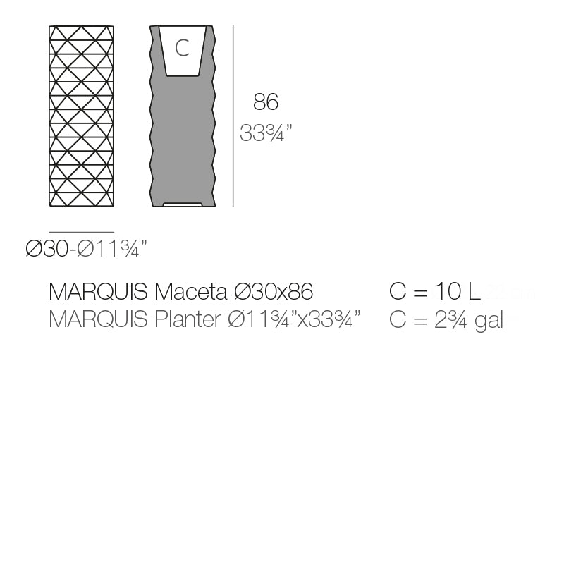 Vondom Marquis Pflanzgefäß 30x83cm Maße