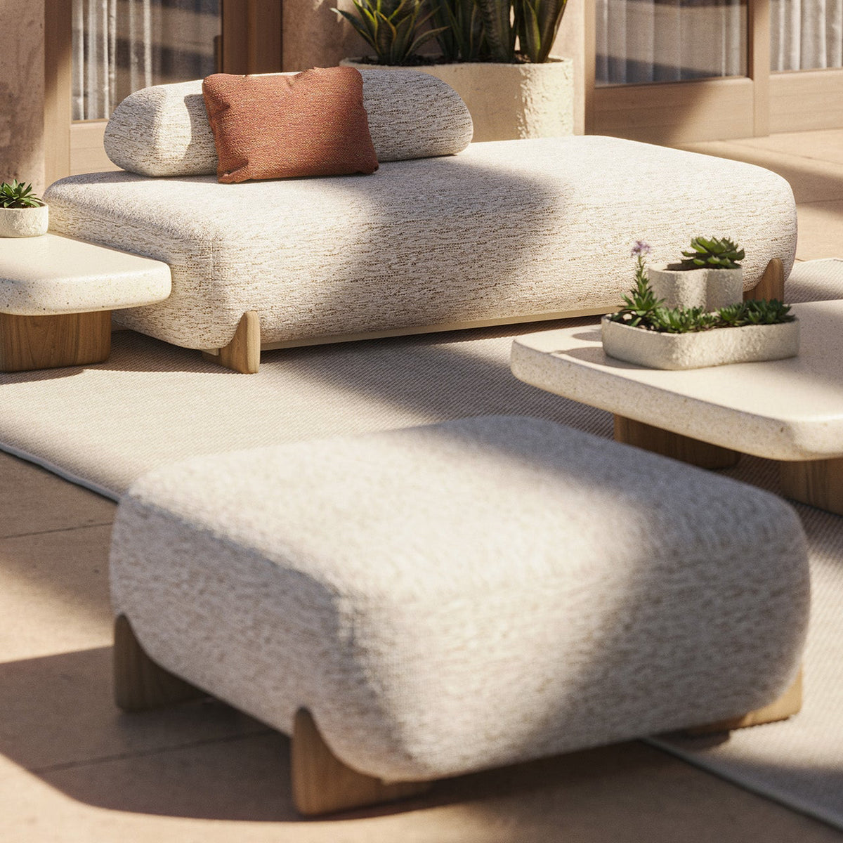 Vondom Milos großer Hocker mit Rückenlehne – Garten‑Stuhl
