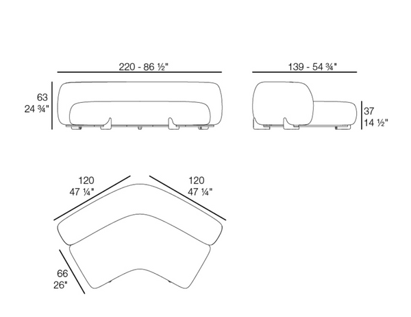 Vondom I Milos rundes Eckmodul 60°