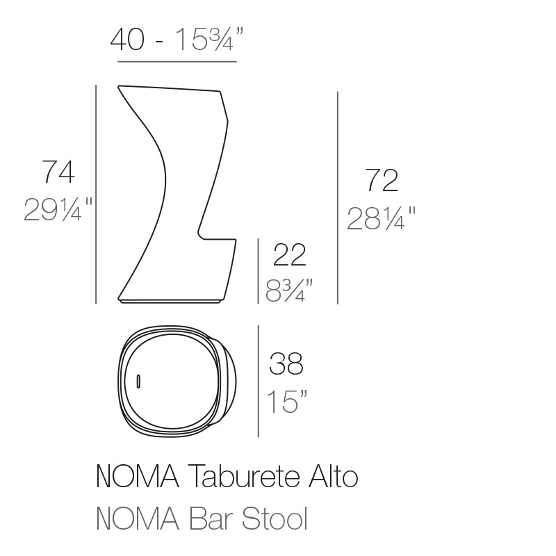 Vondom Noma Barstuhl Maße