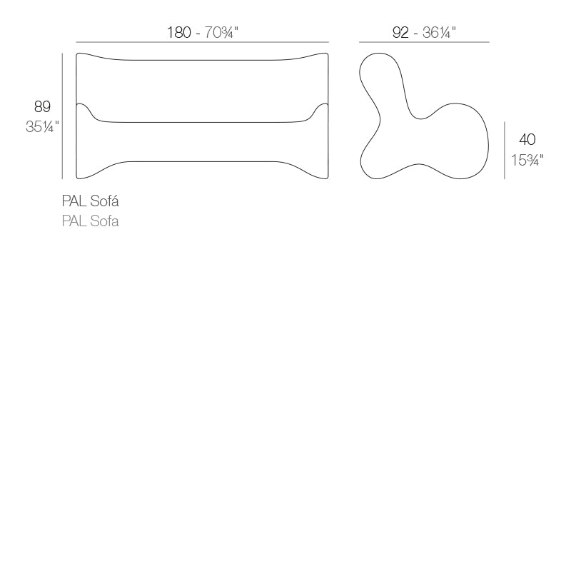 Vondom Pal Loungesofa 180 cm Maße