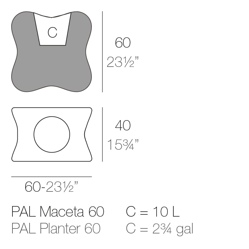 Vondom Pal Pflanzgefäß 40x60 cm Maße