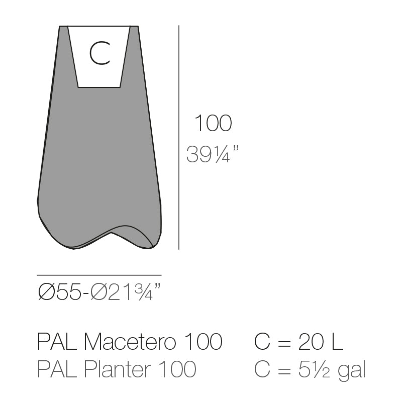 Vondom Pal Pflanzgefäß 55 cm, rund Maße