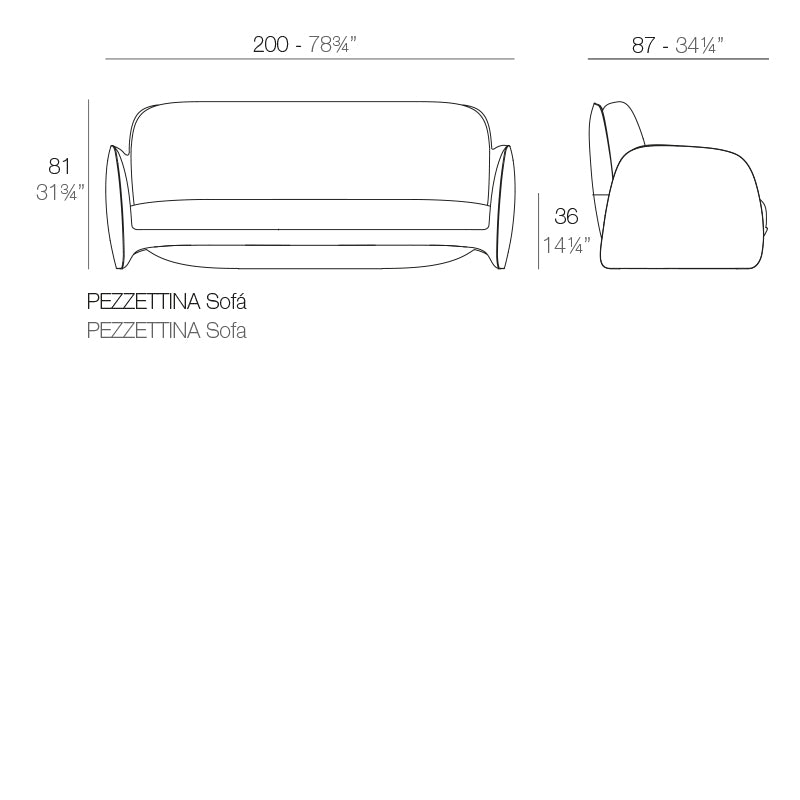 Vondom Pezzettina Lounge Sofa 200 cm Maße