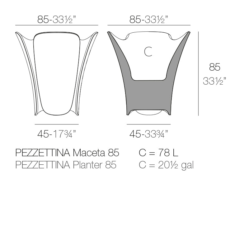 Vondom Pezzettina Pflanzgefäß 85 cm Maße