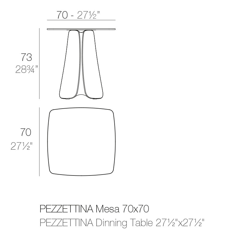 Vondom Pezzettina Tisch 70 cm, quadratisch Maße