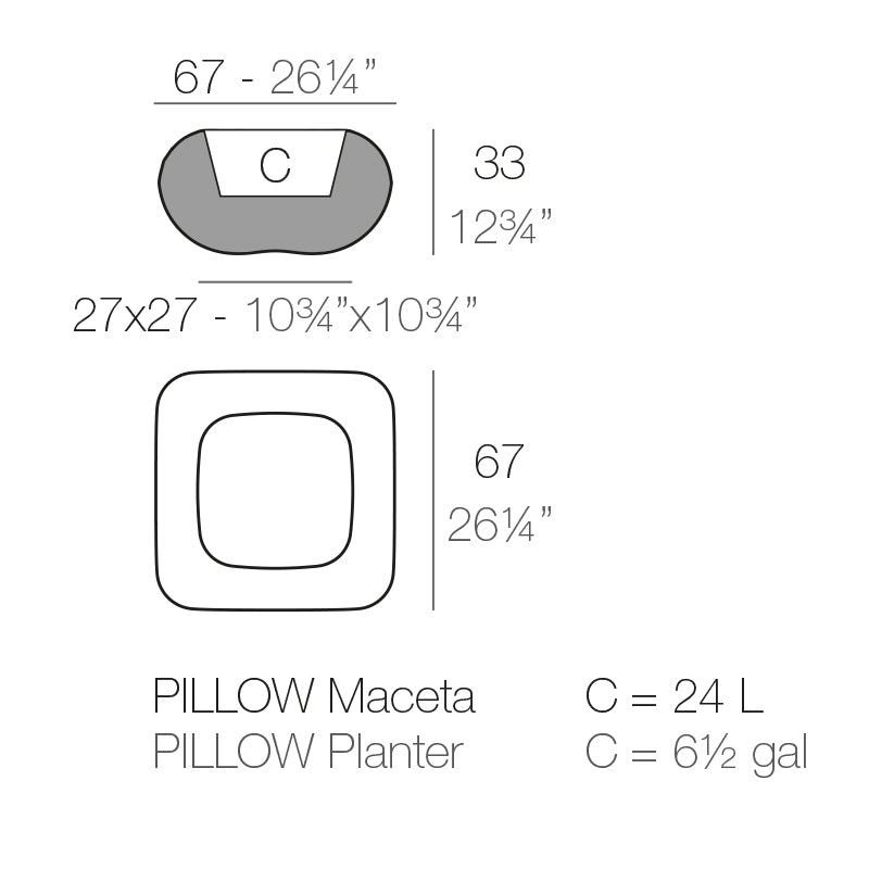 Vondom Pillow Pflanzgefäß 67cm Maße
