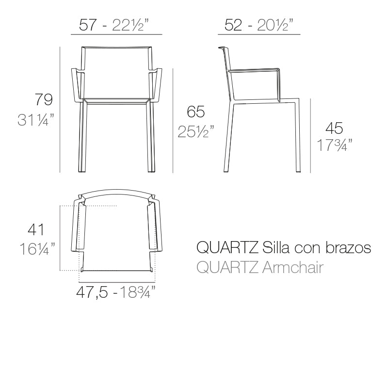 Vondom Quartz Armlehnenstuhl, 4er Set Maße