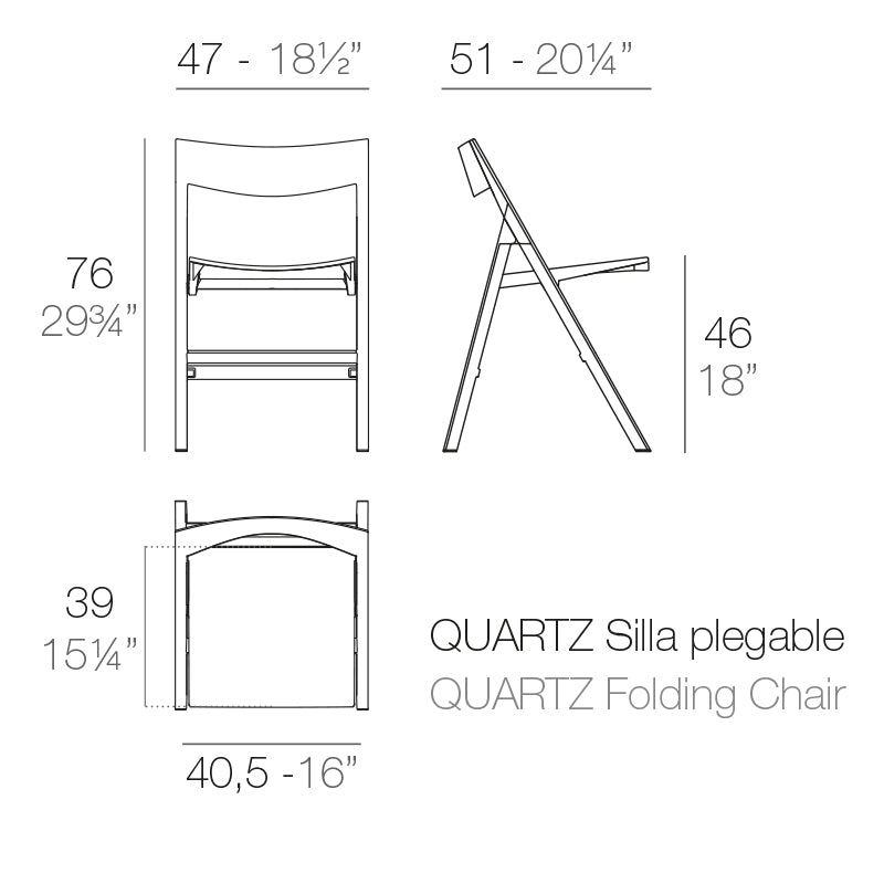 Vondom Quartz Klappstuhl, 4er Set Maße
