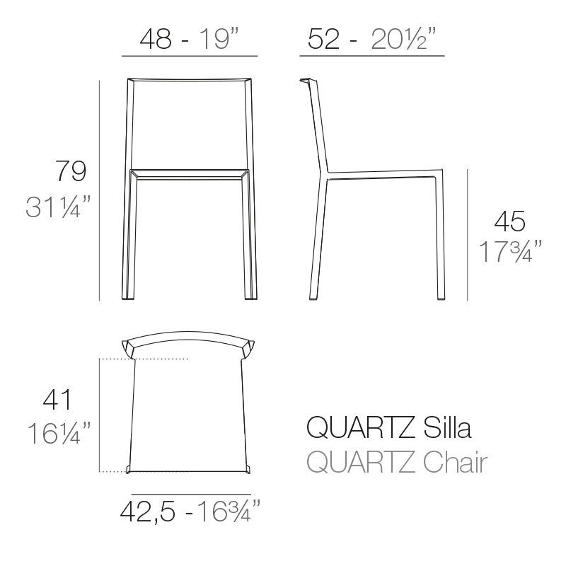 Vondom Quartz Stuhl, 4er Set Maße