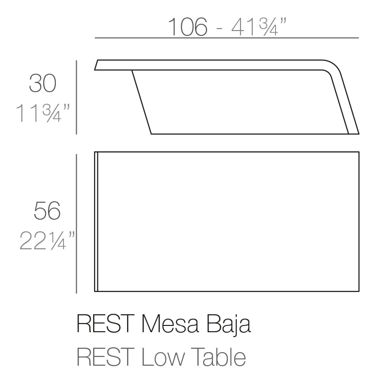 Vondom Rest Loungetisch 106 cm, rechteckig Maße