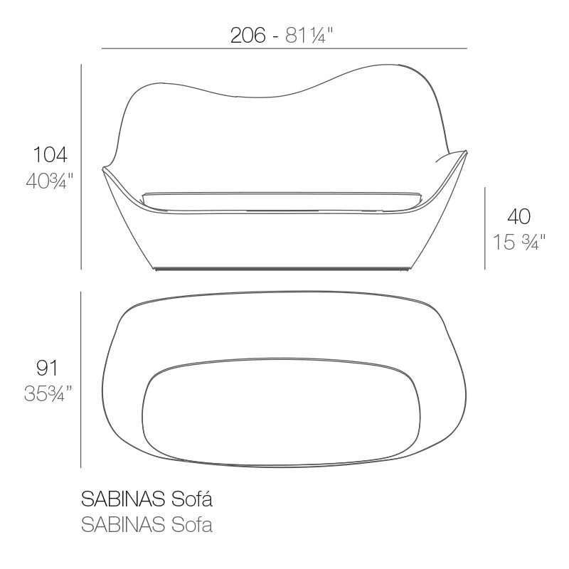 Vondom Sabinas Loungesofa 206 cm Maße