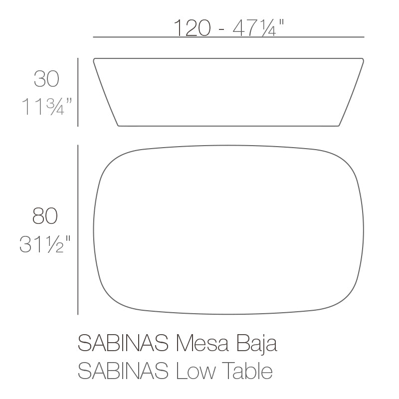Vondom Sabinas Loungetisch 120 cm, oval Maße