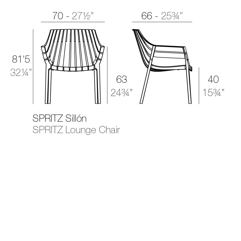 Vondom Spritz Lounge Stuhl, 4er Set Maße