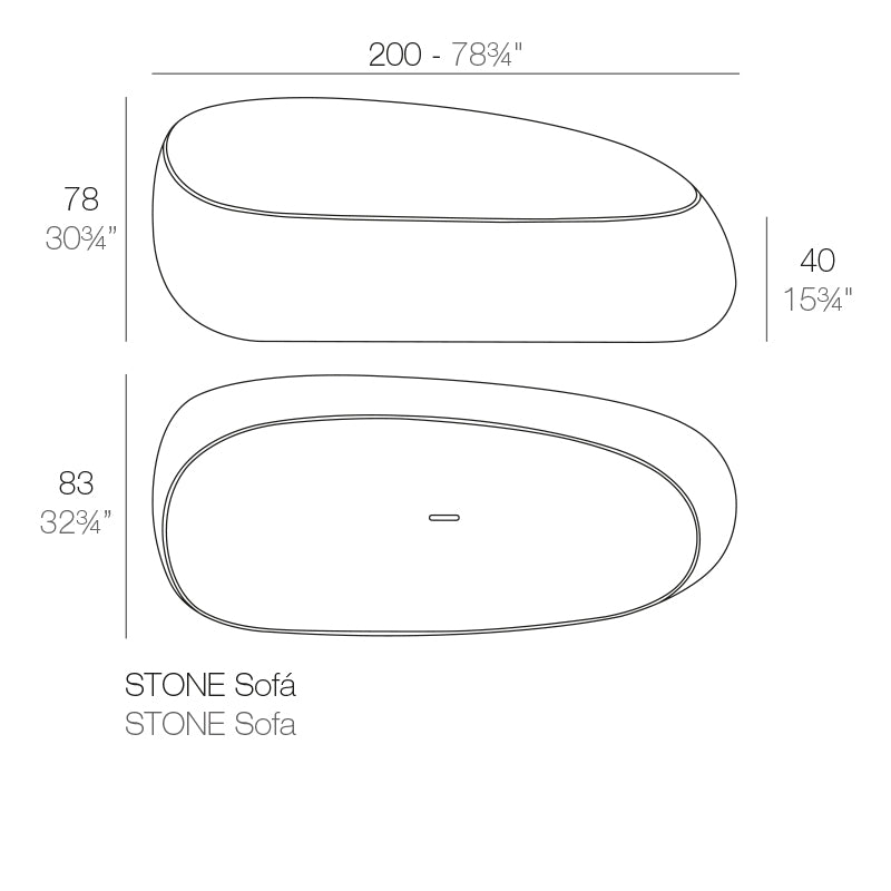 Vondom Stone Lounge Sofa 200 cm Maße