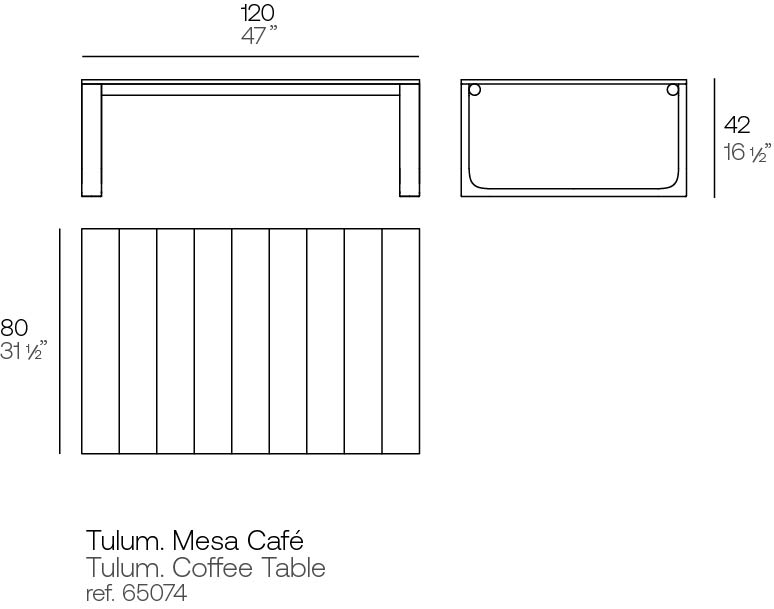 Vondom Tulum Loungetisch 120 cm, rechteckig Maße