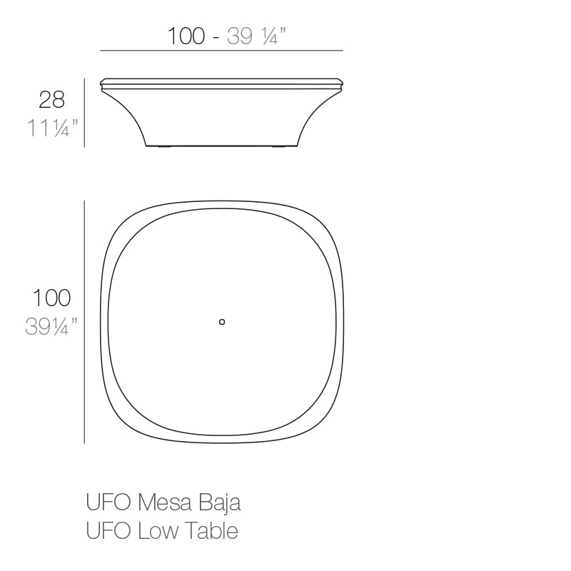 Vondom Ufo Lounge Tisch 100 cm, quadratisch Maße