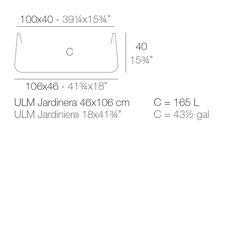Vondom Ulm Jardinière 105x45cm Maße