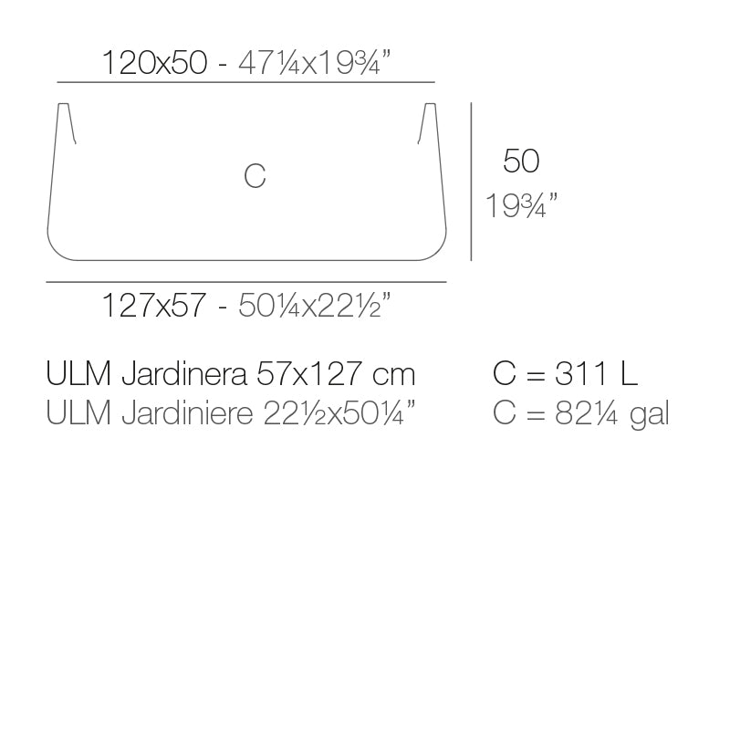 Vondom Ulm Jardinière 127x57cm Maße
